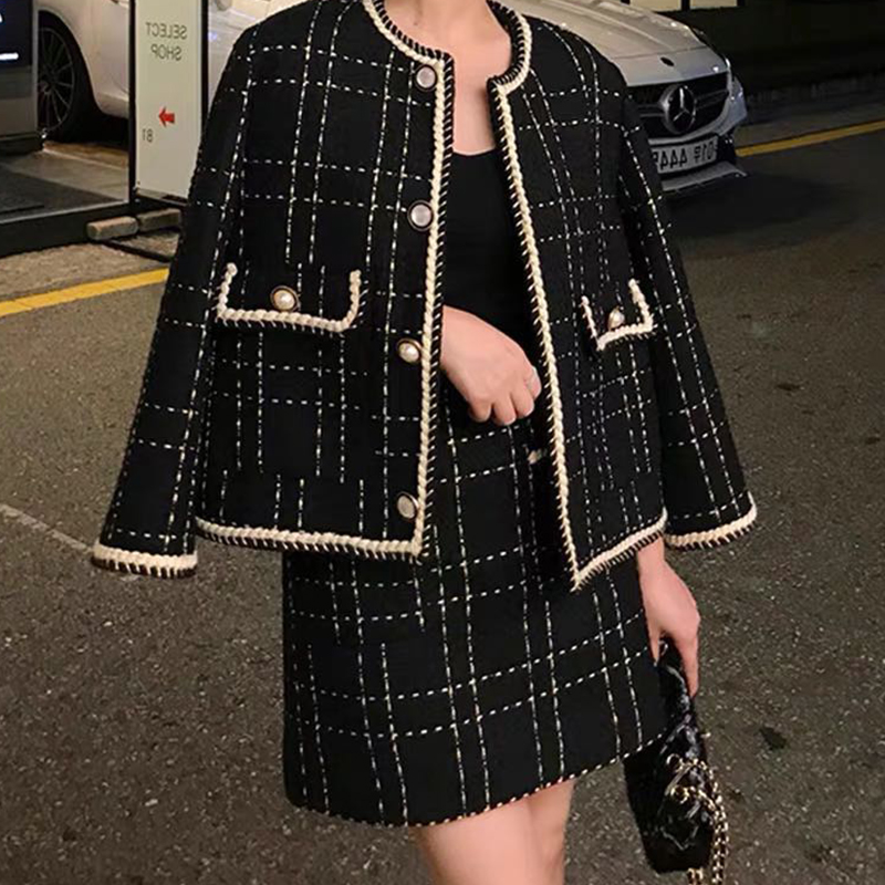 Wool Suit Jacket - Women Fried Street Tweed Suit 2023