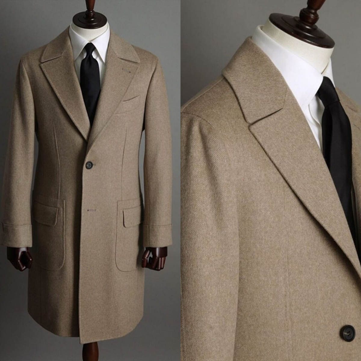 Khaki Formal Wear Men - Khaki Vintage Men Coat Formal Business