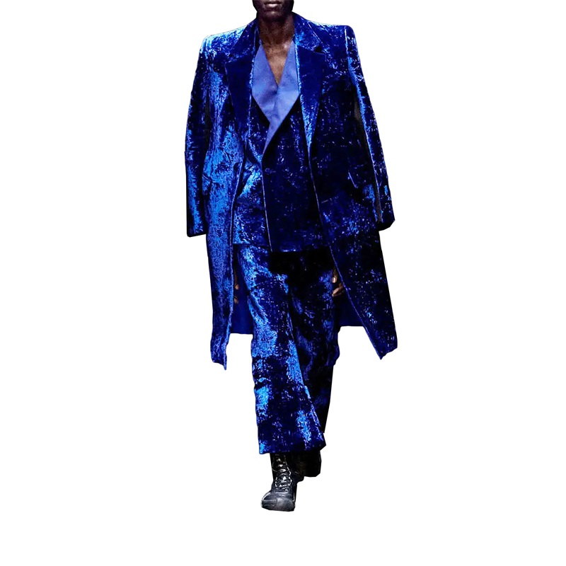 Newest Velvet 3 Pieces Men Sui - đánh giá và giá Men Formal Wear Blue