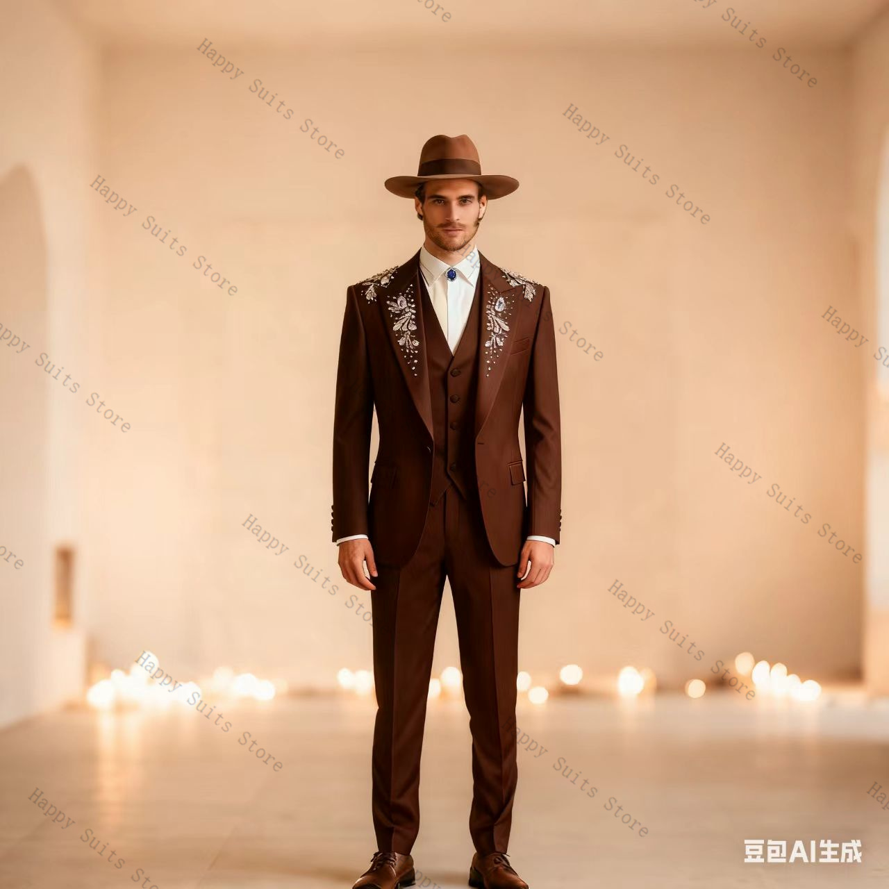 Blue Crystals Men Suit Set 3 P - đánh giá và giá Men Formal Wear Blue