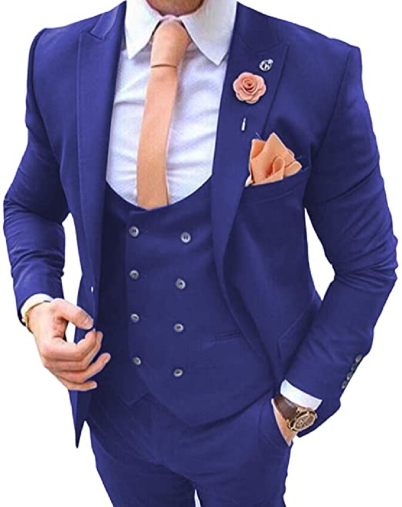 Navy Blue Men's Suits 3 Pcs Co - đánh giá và giá Men Formal Wear Blue