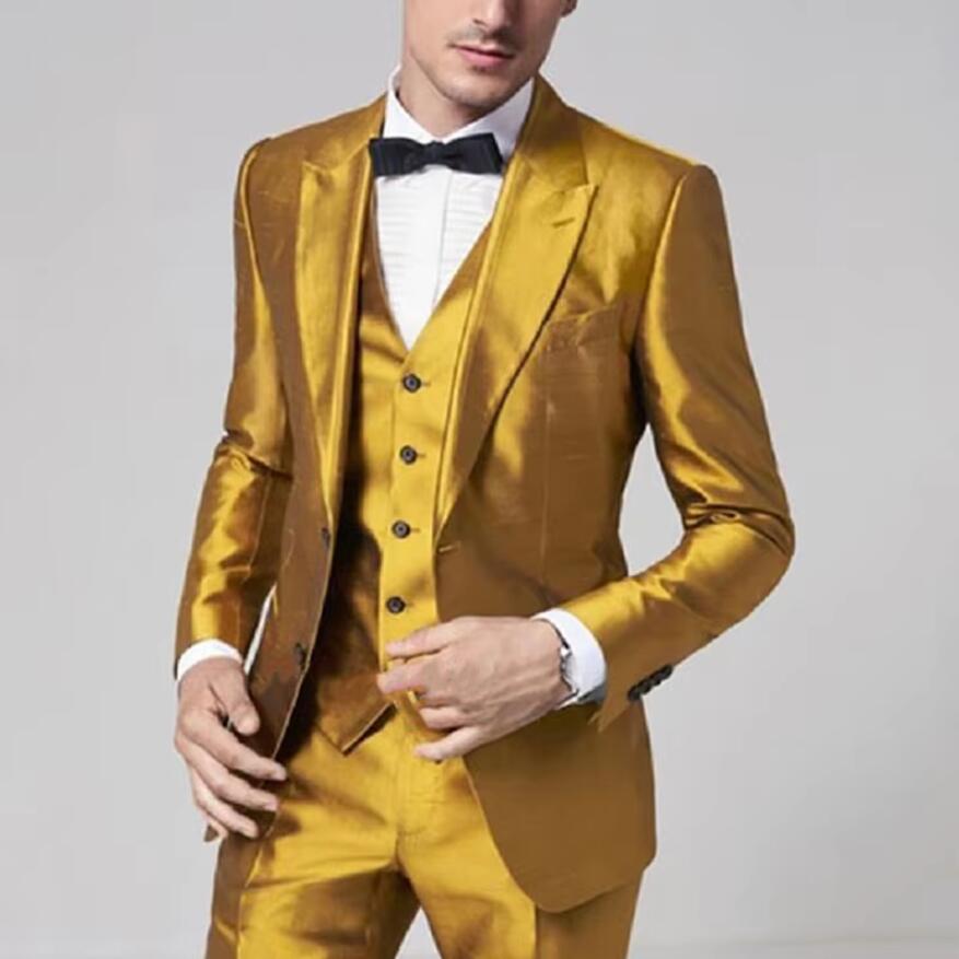 2025 Golden Yellow Satin Men S - đánh giá và giá Formal Wear For Men Yellow