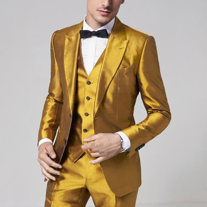 2025 Golden Yellow Satin Men S - đánh giá và giá Formal Wear For Men Yellow