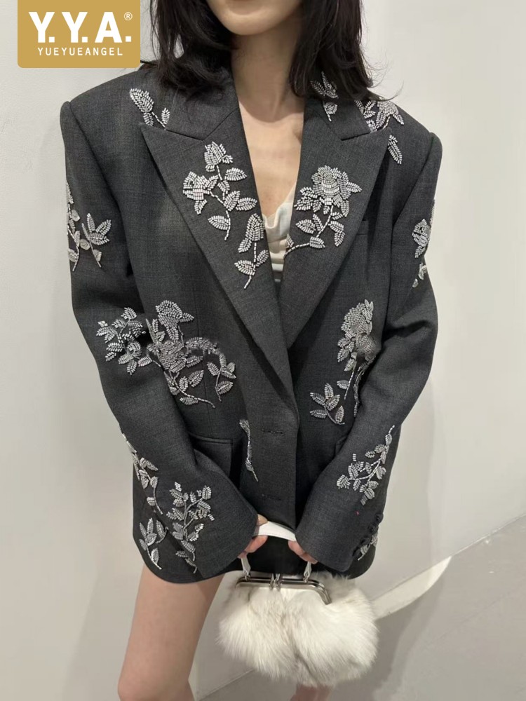 High Quality Women Gray Loose  - đánh giá và giá Wool Suit Jacket