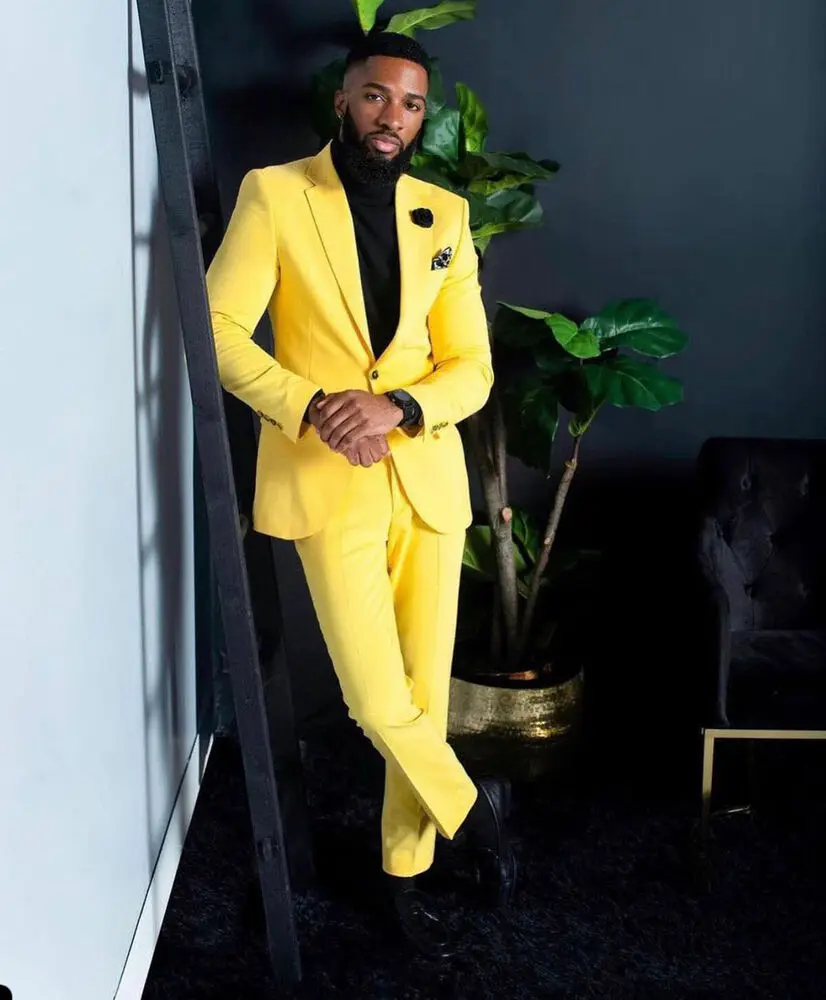 Men's Yellow Suits Slim Fit Si - đánh giá và giá Formal Wear For Men Yellow
