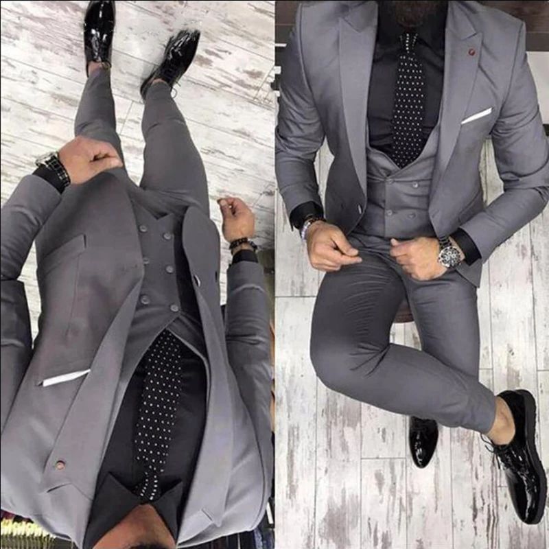 3 Pcs Grey Suits for Men Forma - đánh giá và giá Men Formal Wear 2025