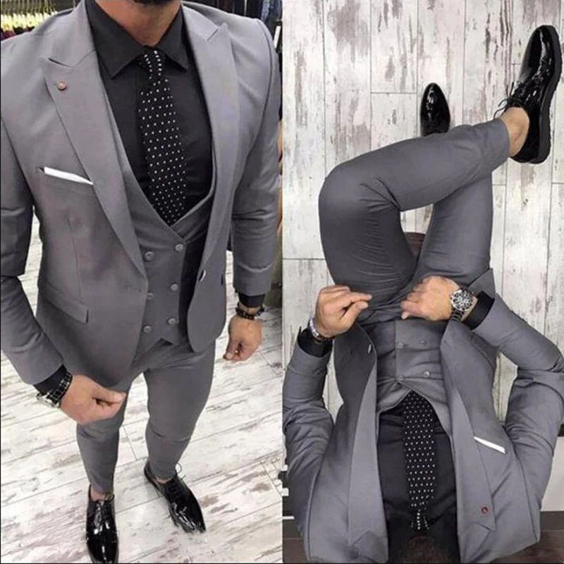 3 Pcs Grey Suits for Men Forma - đánh giá và giá Men Formal Wear 2025